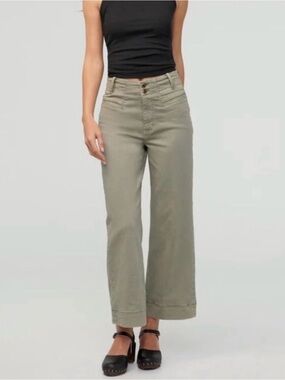 DU/ER High-Rise Wide Leg Pants in Olive Green